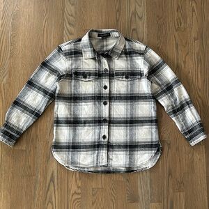 Sanctuary Standard Shacket sz XS Surplus Oversized 100% Cotton Black White Plaid
